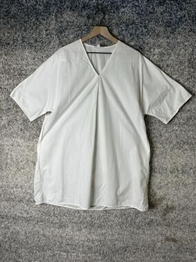 COS Dress Womens 6 White Cotton Polka Dot V Neck Oversized Shift Knee Length